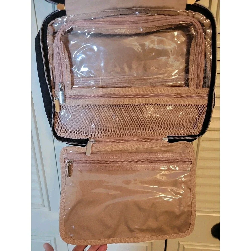 Black Travel Toiletry Bag Hanging Makeup Organizer Cosmetic Case 12